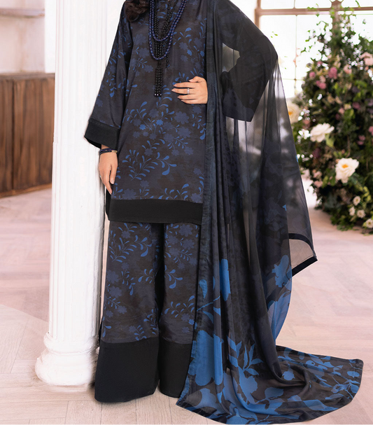 3PC DIGITAL PRINTED DIAMOND LINEN UNSTITCHED SUIT