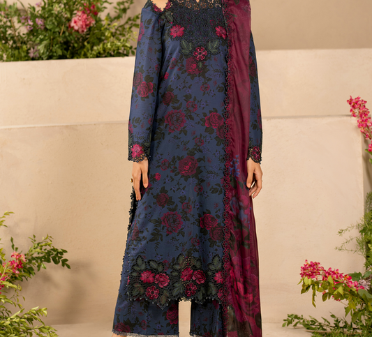 3PC DIGITAL PRINTED DIAMOND LINEN UNSTITCHED SUIT