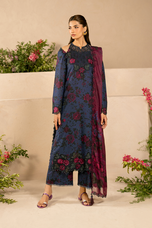 3PC DIGITAL PRINTED DIAMOND LINEN UNSTITCHED SUIT