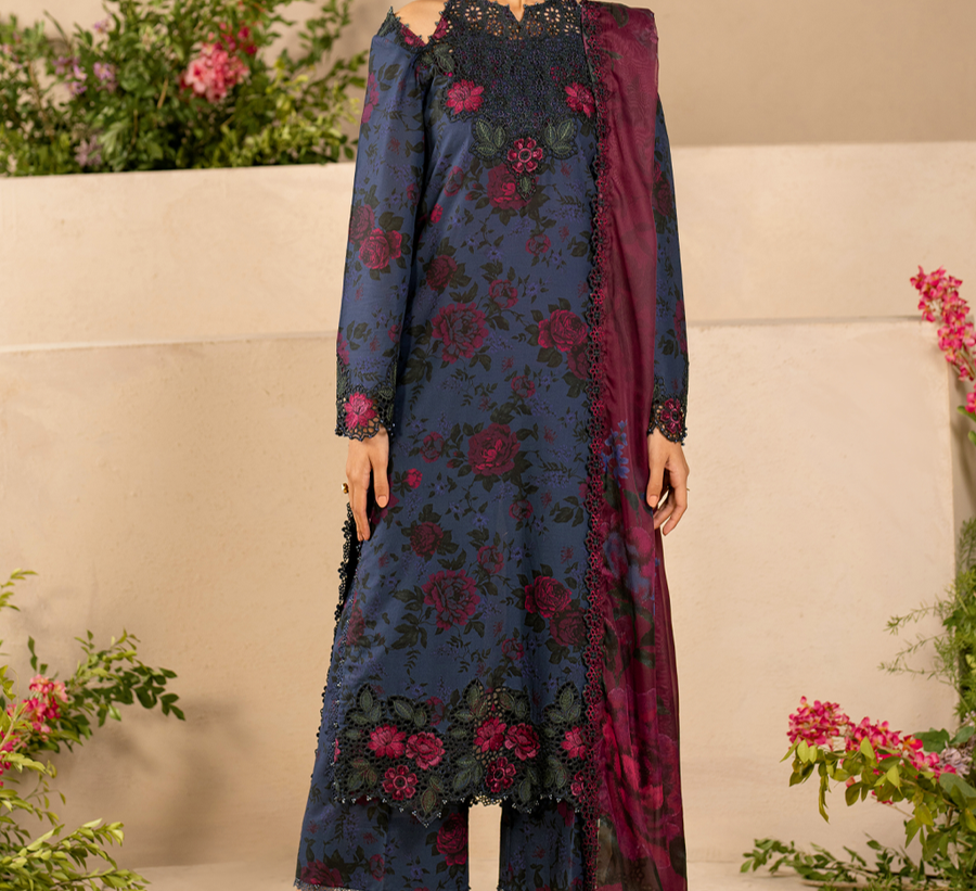 3PC DIGITAL PRINTED DIAMOND LINEN UNSTITCHED SUIT